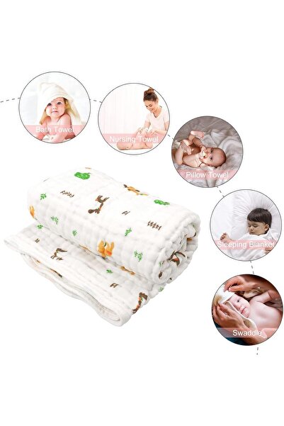erorex Baby Bath Towel 2 Pack 100% Muslin Cotton Hooded Towel Newborn Toddler Infant Absorbent &