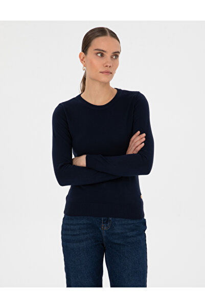 Pierre Cardin Lacivert Slim Fit Bisiklet Yaka Basic Kazak 50315758-VR033