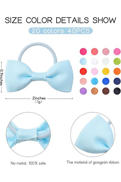 erorex Baby Girl Hair Accessories Set 20 Pcs Bow Tie Mini Elastic Hair Bands Suitable For Toddlers