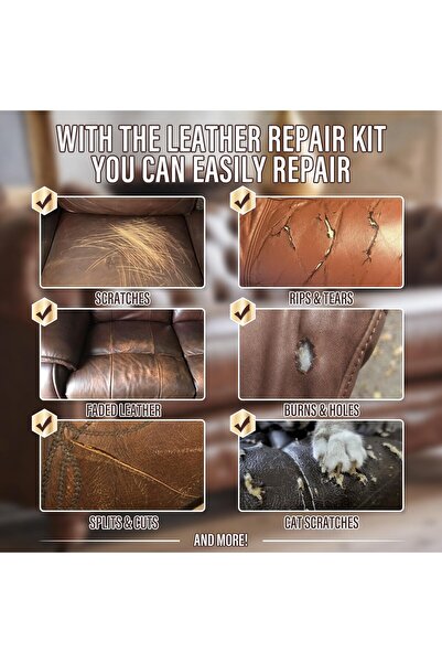 erorex Brown Leather Repair Kits Couches - Vinyl Leather Repair Kit -Leather Paint- Leather Scratch, Tears