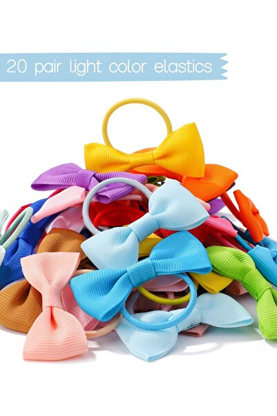 erorex Baby Girl Hair Accessories Set 20 Pcs Bow Tie Mini Elastic Hair Bands Suitable For Toddlers