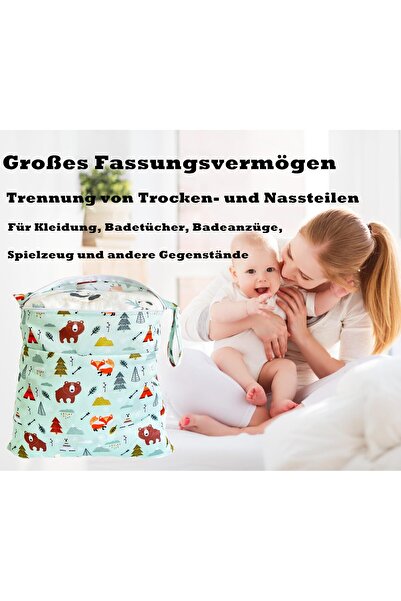 erorex Wetbag Nursery Wet Bag Nappy Bags Swimming Equipment Wet Dry Changing Bag Pack 2 Brown Bear M Pack