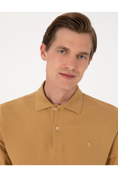 Pierre Cardin Camel εφαρμοστό Φούτερ με λαιμόκοψη πόλο Basic Pike 50314048-VR015