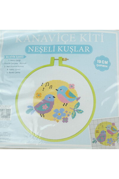 Tuva Neşeli Kuşlar Etamin Kaneviçe Seti 19 CM Kanaviçe Kiti