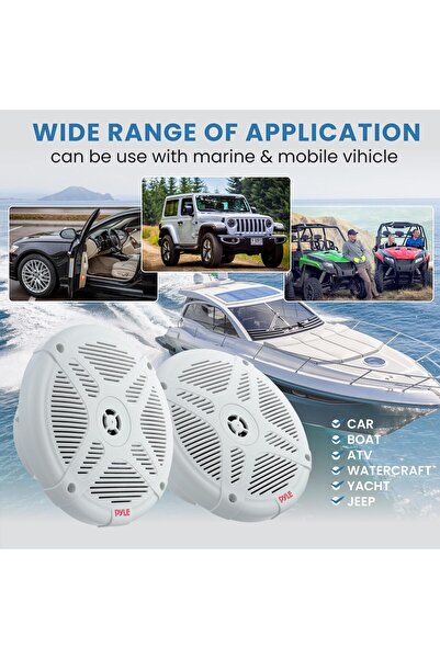 erorex 6.5 Inch Marine Speakers - 2-Way Ip-X4 Waterproof Weather Resistant Outdoor Audio Dual Stereo Sound