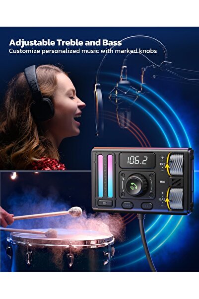 erorex Bluetooth 5.3 Car Adapter, Car Fm Bluetooth Transmitter Air Vent Installation & Dsp Noise