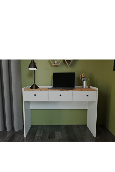 Alfimo Mobilya SWENEY 3 ÇEKMECELİ ÇALIŞMA MASASI BEYAZ&CEVİZ AFM210