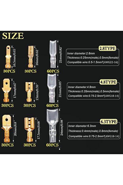 erorex 360Pcs 2.8/4.8/6.3Mm Quick Splice Male Female Wire Spade Connector Crimp Terminal Block Assortment