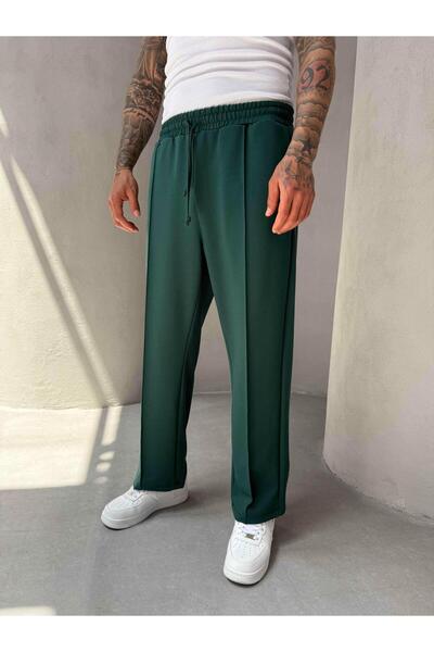 KağanKY Pantaloni largi din țesătură Emerald Doubleface