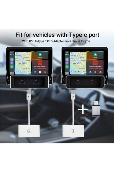 erorex جهاز استقبال كار بلاي لاسلكي أبيض للهواتف مع محول USB لنظام الملاحة في السيارة OTG