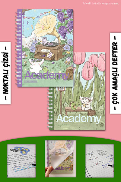 Copyrite Academy 2'lü Defter Seti | Noktalı Çizgili | 70 Yaprak | Çok Amaçlı Defter Seti