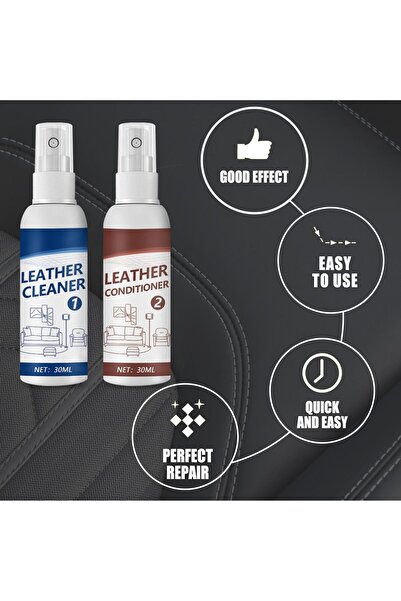 erorex Car Leather Cleaner & Conditioner Set, 30Ml Cleaner + 30Ml Conditioner + 1 Sponge + 1 Towel -