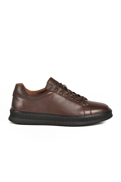 Aspor Brown Genuine Leather Large Size Men's Casual Shoes