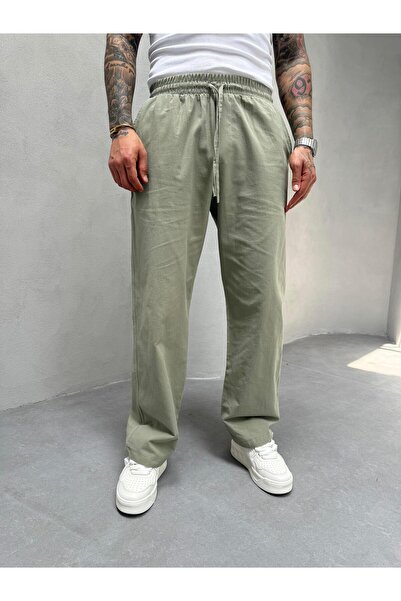 KağanKY Yeşil Keten Baggy Pantolon
