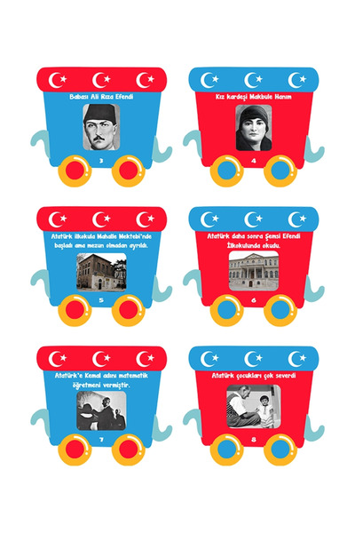 heptex Uv Printing on Wood Atatürk's Life Train 15 Pieces