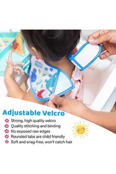 erorex Baby Bibs Waterproof Feeding Bibs Crumb Catcher Pocket 4Pcs Wipeable Stain Soft Adjustable Snaps