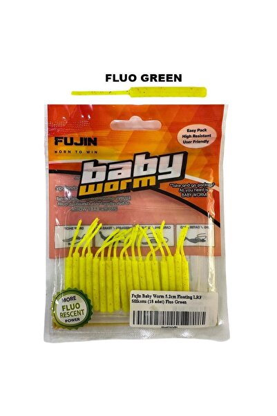 Fujin Baby Worm 5.2cm Floating LRF Silikonu (18 adet) Fluo Green