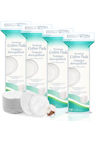 erorex وسادات قطنية لإزالة المكياج، عبوة من 4 قطع، ناعمة للغاية لإزالة المكياج من الوجه، لا تتساقط أو تتفتت