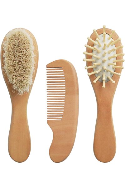 erorex 1 Wooden Wool Brush 1 Air Bag Comb 1 Flat Comb Baby Hair Care Set Newborn Products Soft Brush Bath