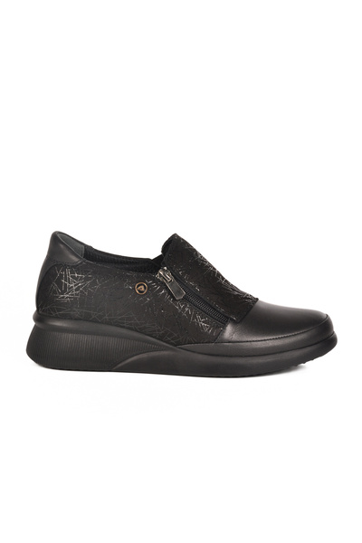 Aspor Black Genuine Leather Women's Casual Shoes