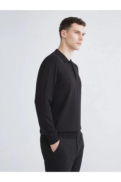 LC Waikiki Southblue Polo Collar Men's Knitwear Sweater (W5)