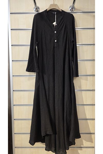 Park Moda Long Linen Dress with False Cut Pleats