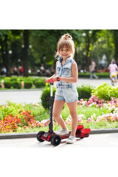 EMATTERIO 3 Wheel Kids Scooter, Adjustable, Foldable with LED Lights, SCOOTER, Sounds and Steam