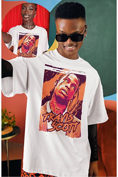 Fuddy Moda تي شيرت ترافيس سكوت مكتوب للجنسين، تي شيرت برقبة دائرية كبير الحجم...