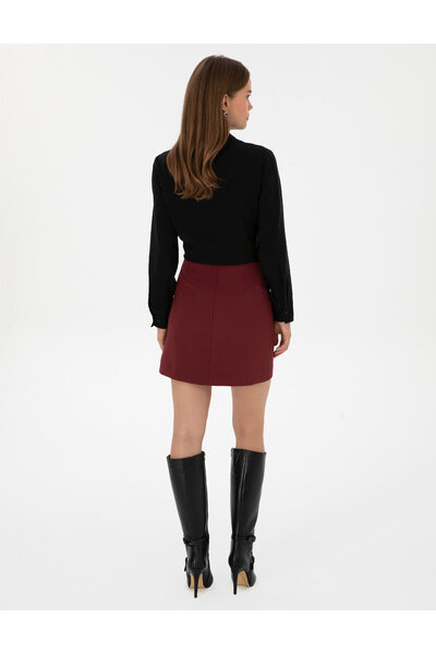 Pierre Cardin Bordo A Kesim Dokuma Etek 50318251-VR014