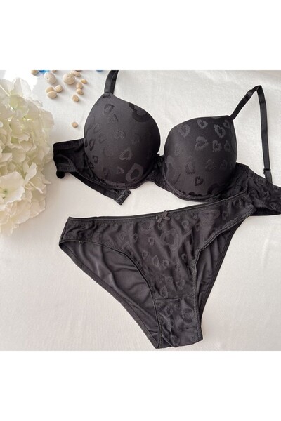 KARAZ KALPLİ SÜTYEN TAKIMI SİYAH