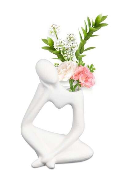 Generic SYOSI White Ceramic Vase Dried Flower Vase Pampas Grass Vase Idea Gift Suitable for Many Scenes Hum