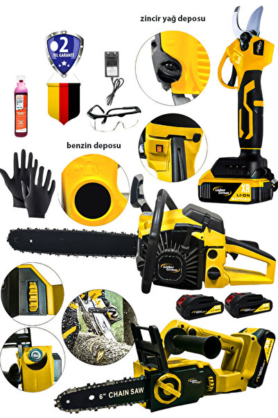 Lieber German LGMM5800 Benzinli Ağaç Odun Kesme Bıçkı Motoru + Dal Budama Tes...