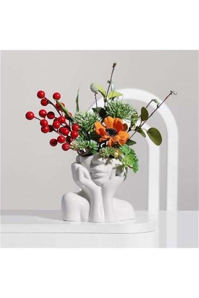 Generic Face Vases -White Ceramic Vase,Cute Head Vase White Ceramic Body Vase...