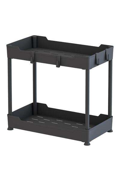 Egem Home Black 2-Tier Organizer Kitchen Shelf Bathroom Shelf, under Cabinet Counter under Sink Detergent Holder