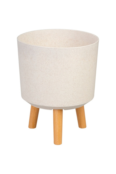 SGTT Plastic flower pot with 3 legs, WhiteWheat, capacity 3.75 liters, 20x26 cm
