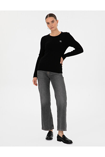 Pierre Cardin Black Slim Fit Crew Neck Basic Sweater 50317072-Vr046