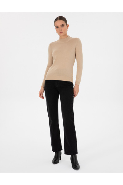 Pierre Cardin Bej Slim Fit Yarım Balıkçı Basic Kazak 50315768-VR011