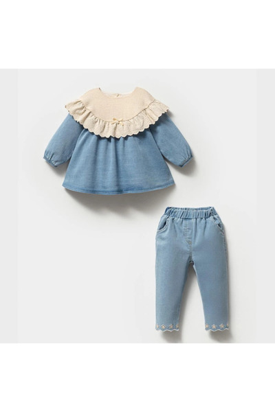 Little Ya Ya Love Larissa Baby Girl Fisto Collar Denim Suit