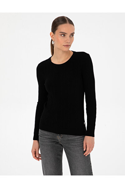 Pierre Cardin Black Ex. Slim Fit Knitted Patterned Sweater 50316334-Vr046