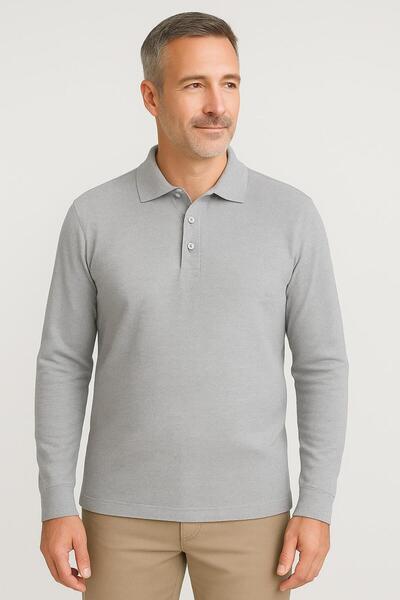 FERRY BUTİK Unisex High School Boy Polo Collar Long Sleeve Lakos