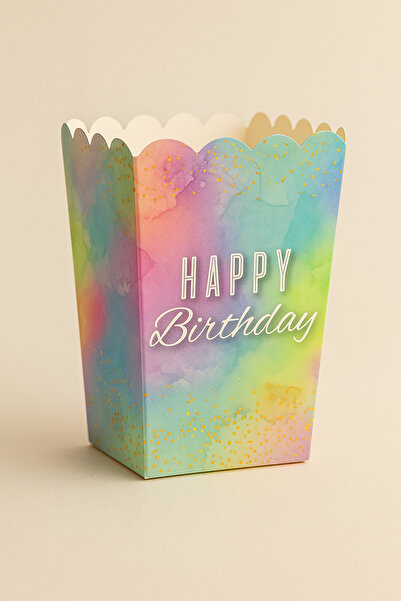 Partifabrik Macarons Colors Happy Birthday Cutie de porumb tematică 8 buc