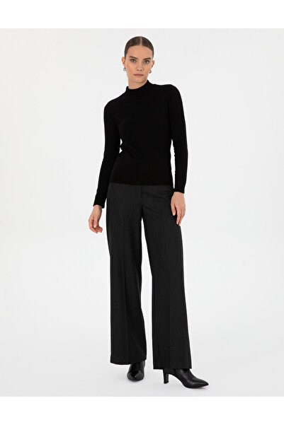 Pierre Cardin Black Slim Fit Half Turtleneck Basic Sweater 50315768-Vr046