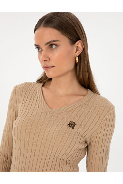 Pierre Cardin Beige Melange Ex. Slim Fit Basic Sweater 50317062-Vr156