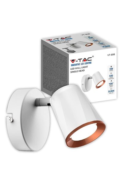 V-TAC Lampa LED V-TAC, 5W, 540 Lumen, 3000K, Alb Cald, Cap Orientabil