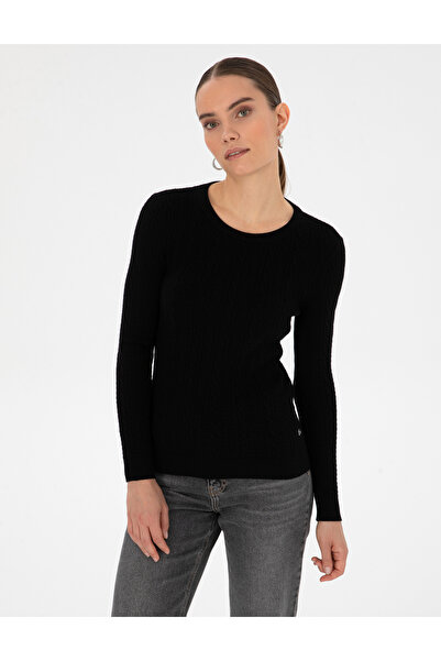 Pierre Cardin Black Ex. Slim Fit Knitted Patterned Sweater 50316334-Vr046