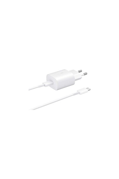 Samsung EP-TA800 Type-C 25W Hızlı Şarj Cihazı Adaptör Kafası + Kablo Takım Beyaz