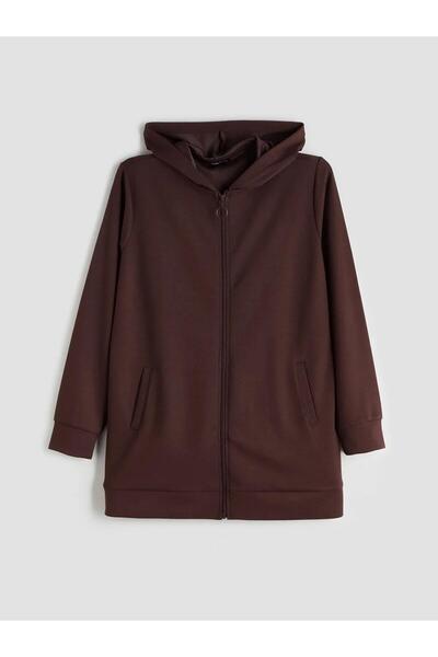 LC Waikiki Lcwaikiki Classic Hooded Oversize Women's Zippered Sweatshirt (W5)