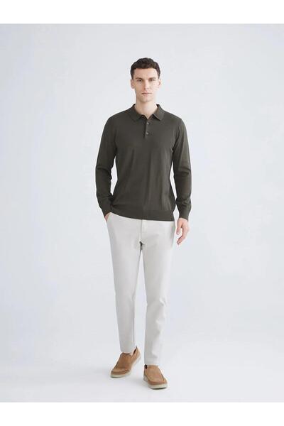 LC Waikiki Southblue Polo Collar Men's Knitwear Sweater (W5)