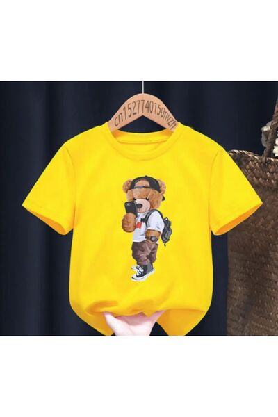 AR&YOS Teddy Bear Print Children's T-Shirt 2 Years Old / 15 Years Old