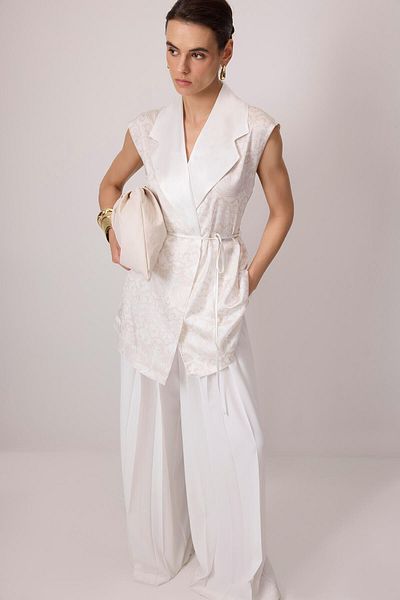 Touché Privé Patterned Satin Double-Breasted Vest